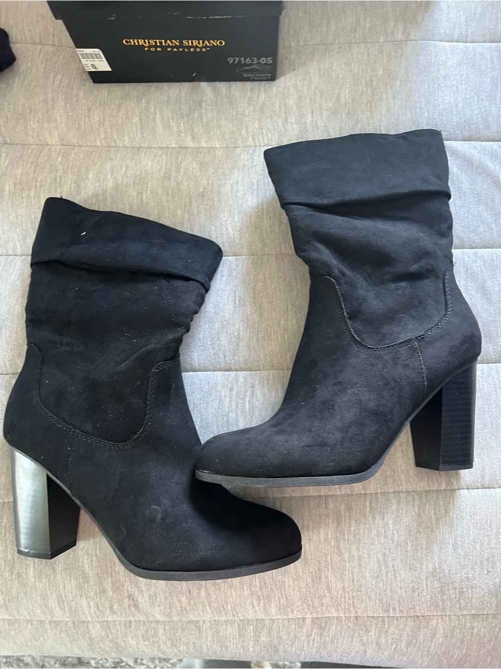 Style & Co. Black Saraa Faux Suede Mid-Calf Block Heel Boots